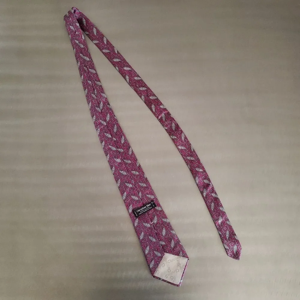 Vintage Christian Dior All Silk Paisley Necktie Burgundy Made in USA